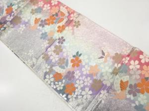 アンティーク　蝶に花模様織り出し袋帯（材料）